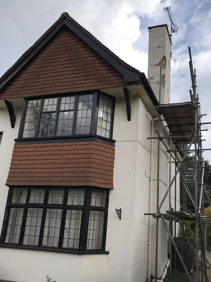 Woking roofer work - chimney removal and roof repairs - before